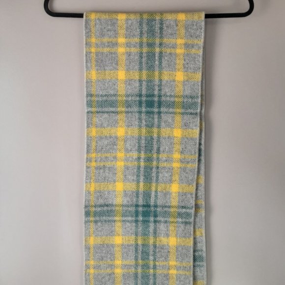 Faribault Woolen Mill Company 100% Wool Plaid Grey Green Oblong Scarf New! - Picture 8 of 15